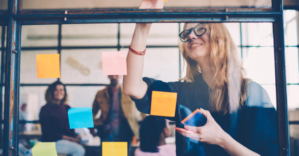 woman with postit